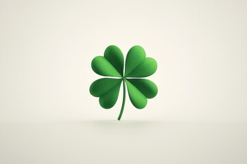 Minimalist Shamrock Clover in Solid Green on a White Background, Simple Irish Symbol
