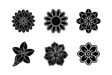 Set of flower silhouette vector illustration