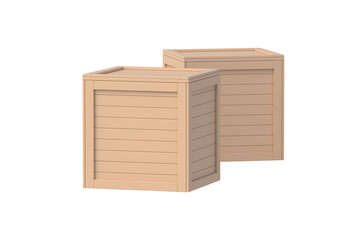 Closed wooden shipping boxes isolated on white background. Transportation crate. 3d render
