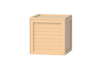 Wooden shipping box isolated on white background. Transportation crate. 3d render