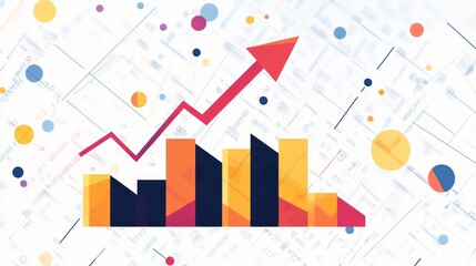 Growth chart, upward trend, financial success, data background, business presentation