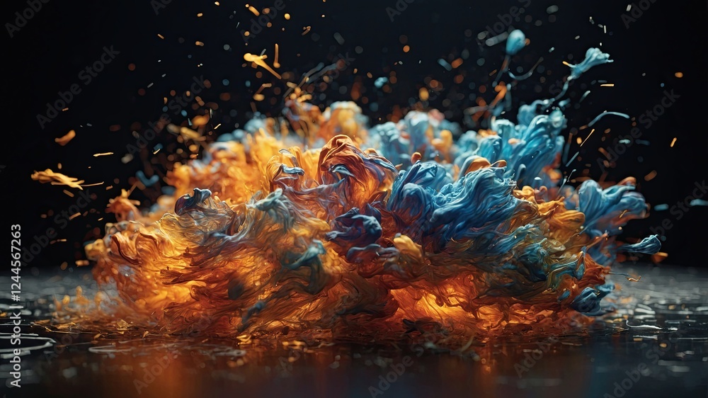 Poster Intense Colors Burst in a Dynamic Simulation of Motion at a Creative Art Display