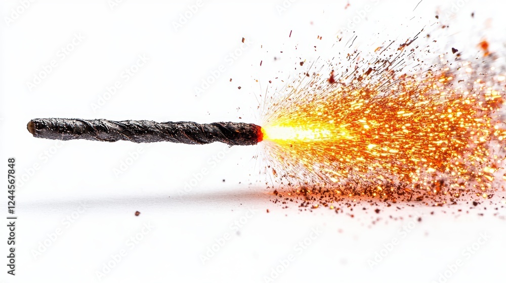 Poster a spark ignites from a twisted wire, creating a burst of light and sparks.