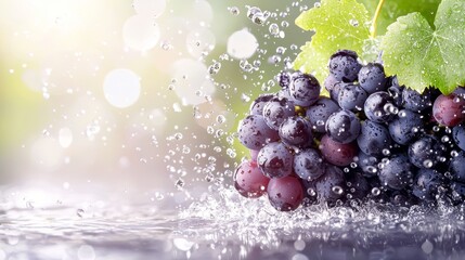 Juicy grape close-up banner, black, green, and red grape clusters, digital art with soft highlights, perfect for promotional designs