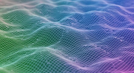 Abstract Wavy Grid Background in Teal Purple and Green