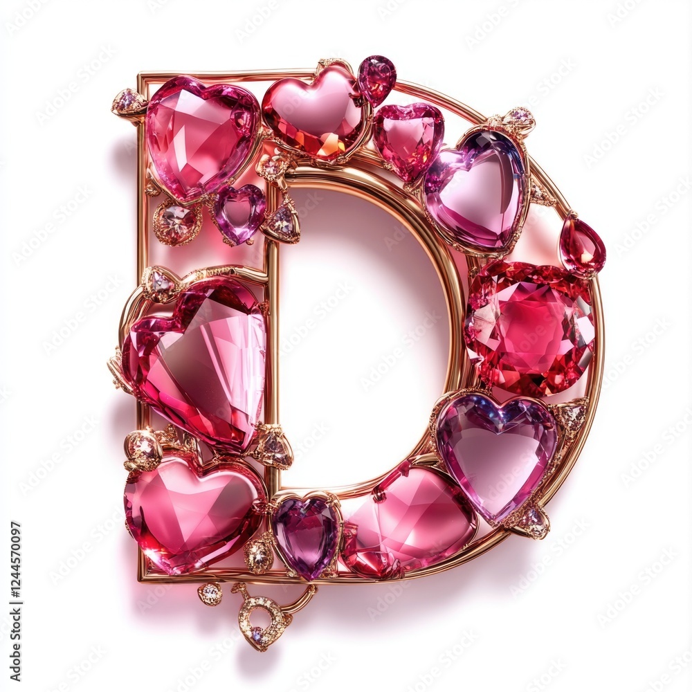 Wall mural Luxury Pink Diamond Initial Letter D