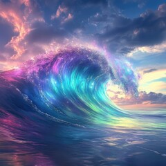 Majestic Aurora Wave Crashing