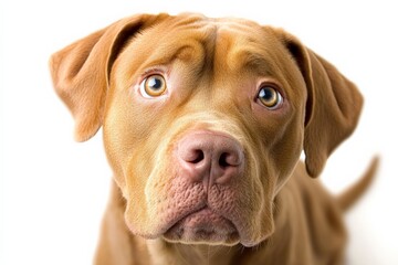 Fototapeta premium Brown dog with expressive eyes looking curiously at the camera in a studio setting
