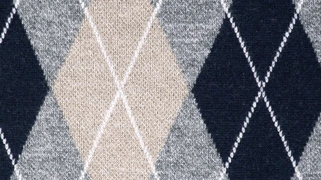 Close Up Texture of Knitted Sweater with Diamonds.