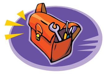Toolbox for DIY house repair and home renovation with power and hand tools concept vector