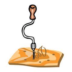 hand drill illustration hand drawn outline vector