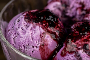 sweet and cold purple ice cream with blueberry flavor