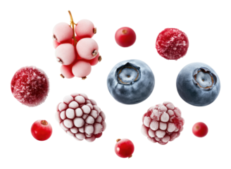 Assorted frozen berries including blueberries, raspberries, and currants