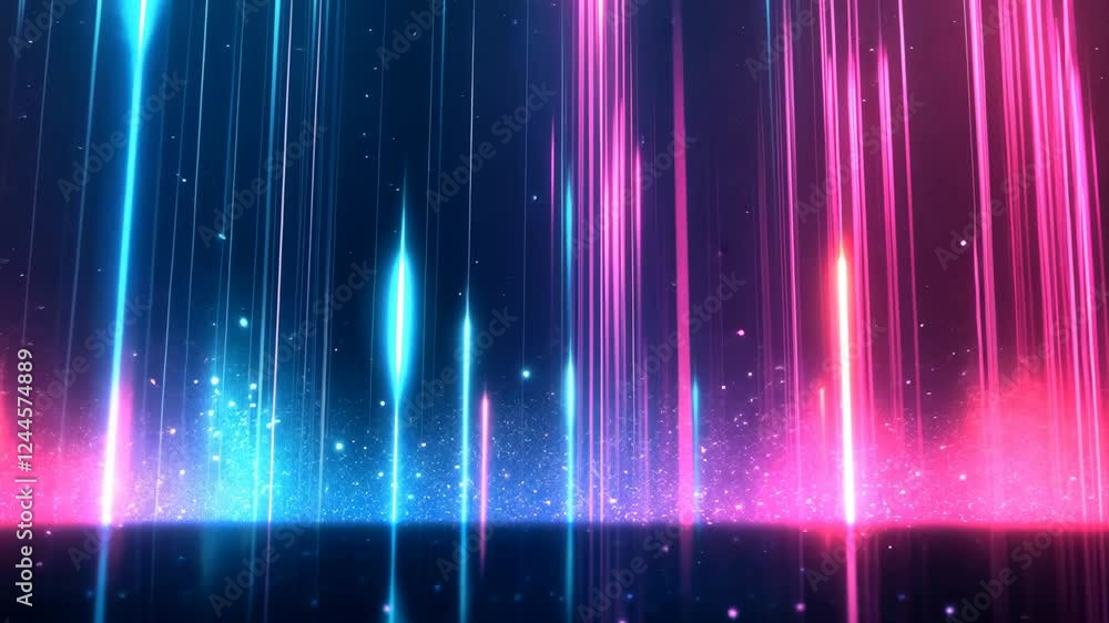 Poster neon light waves pulsating in vivid colorful display