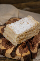 puff pastry cake with white buttercream and puff pastry