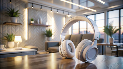 White Wireless Headphones on Display in Store 