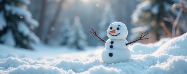Obraz premium Smiling marshmallow snowmen, whimsical winter scene, whimsical, accessories