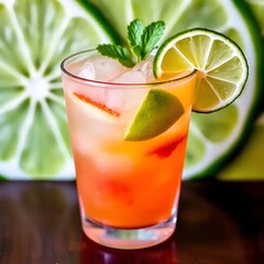 Fototapeta premium Refreshing Citrus Cocktail with Mint Garnish