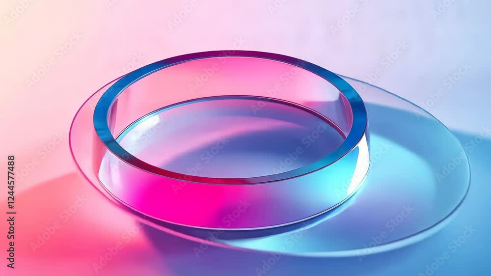 Aufkleber colorful rotating transparent ring with light reflections in a gradient background