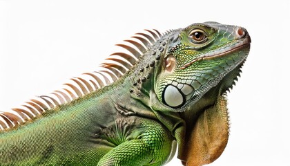 Obraz premium Vividly Detailed Green Iguana on Transparent Background, Showcasing Scales and Textures in High Definition, Perfect for Digital Art, Home Decor, or Design Inspiration.