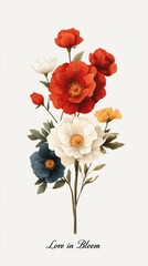 Fototapeta premium Elegant Floral Arrangement with Vibrant Flowers Against Light Background