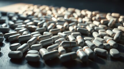 Fototapeta premium Path to Recovery - Scattered Pills Symbolizing Overcoming Addiction
