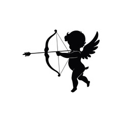 Cupid's Arrow: A simple silhouette of Cupid, the Roman god of love, poised with bow and arrow, ready to strike.  A classic symbol of romance and affection.