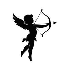Cupid's Arrow: A classic silhouette of Cupid, the Roman god of love, with his bow and arrow, symbolizing romance, affection, and the power of love.