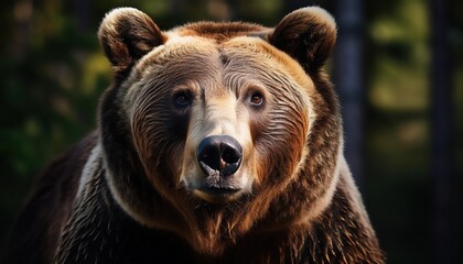 Obraz premium Striking Grizzly Bear Encounter in a Wintery Alaskan Landscape Majestic Mammal Basks under the Frosty Aurora at Twilight