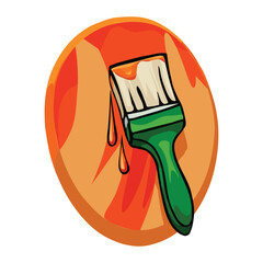 paintbrush with blot of orange paint on background vector