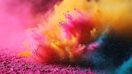 Fototapeta premium India Holi Festival Celebration Happiness Color Culture Powder Energy Colorful explosion of vibrant powder dust.