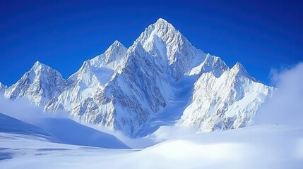 Obraz premium Snow-covered mountains, close-up of peaks covered in snow, bright blue sky