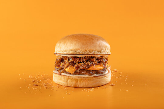 Gourmet Cheese burger on colorful background