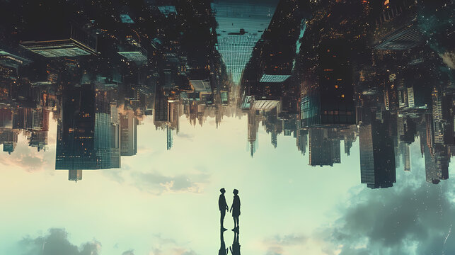 Surreal photography: flipped worlds, upside down reality, gravity defying images. Inverted Reality. Illustration