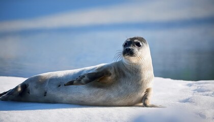 Majestic Harp Seal Basking in the Soft Light of a Frosty Grauler Landscape, Captured on Januaryst,