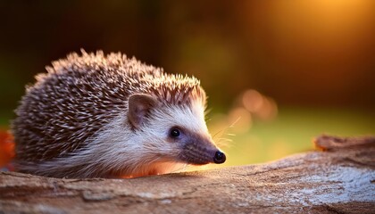 Fototapeta premium Vigilant Moment Spotlight on a Wild, FreeRoaming Hedgehog in a Lush Wildlife Garden, Captured for Health and Population Monitoring