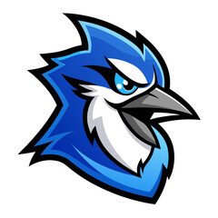 Obraz premium Blue Jay Bird Vector Illustration – Cartoon, Clipart & Line Art on White Background, Blue Jay bird vector illustration in cartoon, clipart, and line art style on a white background.
