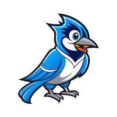 Blue Jay Bird Vector Illustration – Cartoon, Clipart & Line Art on White Background, Blue Jay bird vector illustration in cartoon, clipart, and line art style on a white background.