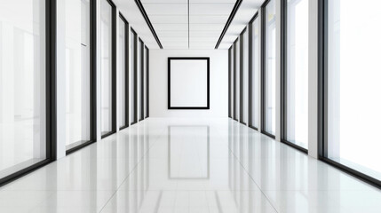 Obraz premium Discover the potential of an empty poster frame in a chic gallery, perfect for your next advertising campaign.