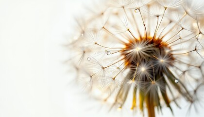 Delicate Dandelion Seed Head with Dew Drops
