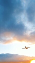 ULTRA HD. Airplane flies in blue sky. Travel. Airplane takes off against the background of blue sky. 
