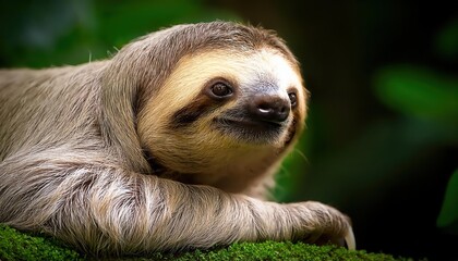 Fototapeta premium Vibrant Green Rainforest Canopy Hides a Peaceful Northern TwoToed Sloth, Blending Harmoniously in its Tropical Habitat