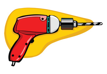 Drilling machine set of realistic icons with isolated images of detachable screw drills and drilling appliance