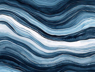 Obraz premium Abstract Blue Watercolor Waves, Swirling Design, Background Texture, Home Decor