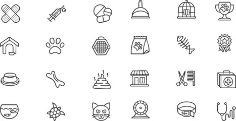 Pet - vet Line Editable Icons set. pet care line icons set vector illustration