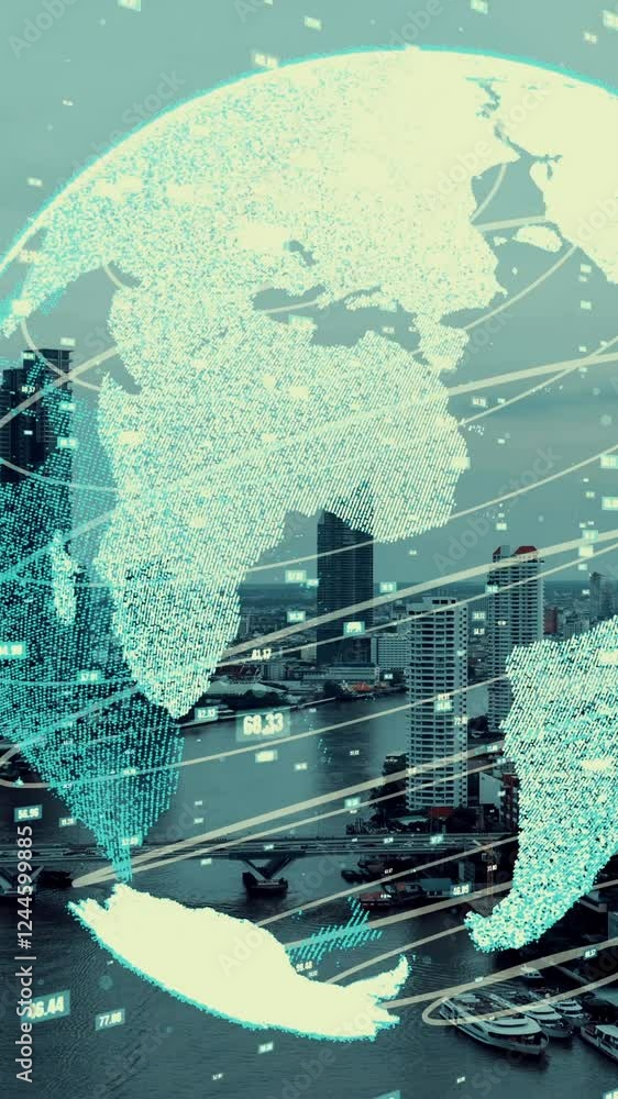Poster global connection and the internet network alteration in smart city . concept of future wireless dig