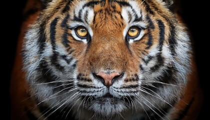 Naklejka premium Striking CloseUp of a Tigers Intense Face with Fierce Eyes, Depicting the Majesty and Power of the Indian Wildcat in the Wild