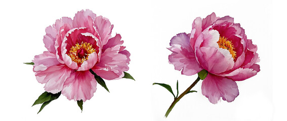 Watercolor variety of peony isolated on white, 300dp