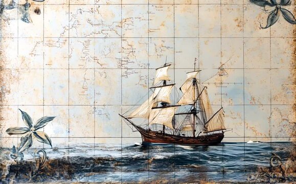 A vintage blue map background in retro style, perfect for science, education, travel, and history themes. Ideal for a geography team