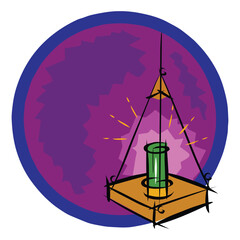 concrete slab on hoist at construction site isometric vector illustration